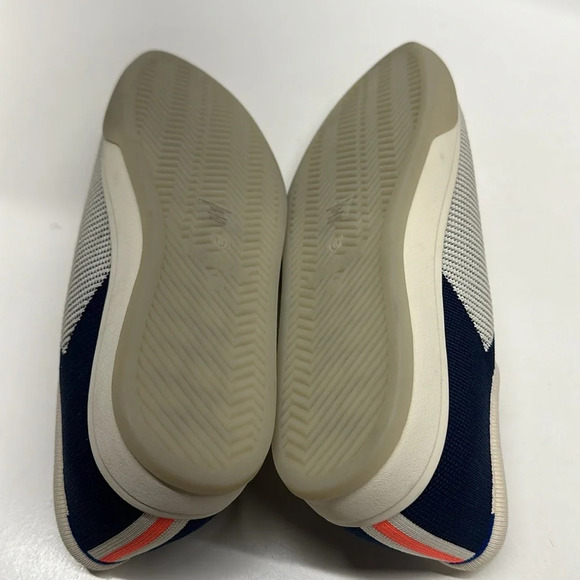 Rothy's The Lace Up Sneaker Shoes Classic Navy Off White Cream Stripe Womens 10 - Picture 8 of 11